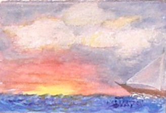 061 Sunset at Sea, framed
