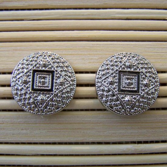 silver with black detail stud earrings