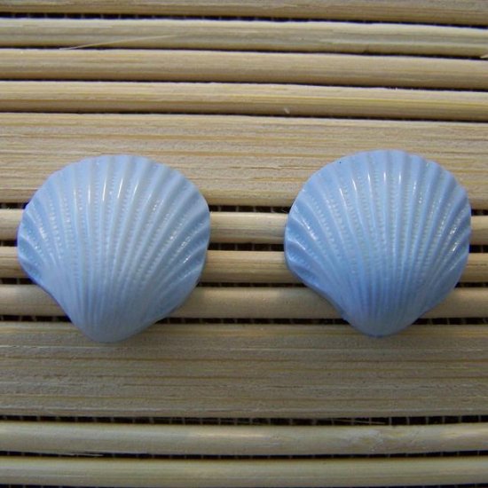 shell shaped blue stud earrings