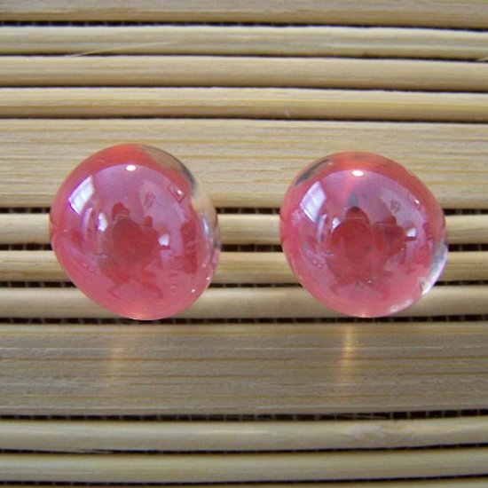 glass with coral stud earrings