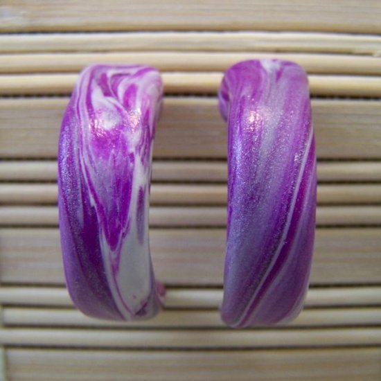 clay purple hoop earrings
