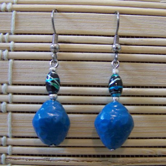 clay blue textured dangle earrings