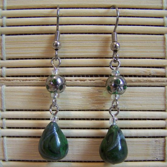 clay green and grey dangle earrings