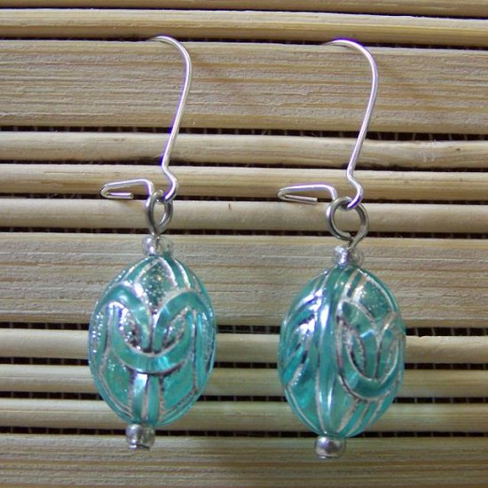 aqua egg dangle earrings