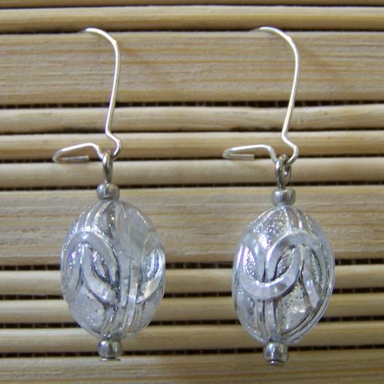 silver egg dangle earrings