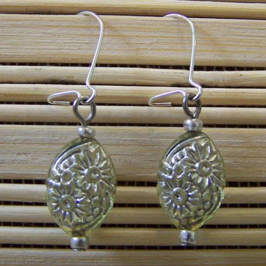 yellow flower oval dangle earrings