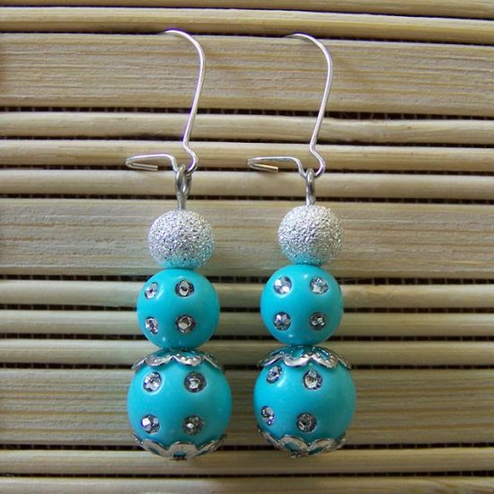 turquoise stacked studded dangle earrings