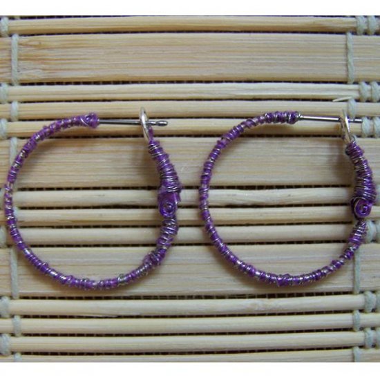 purple wrapped hoop earrings