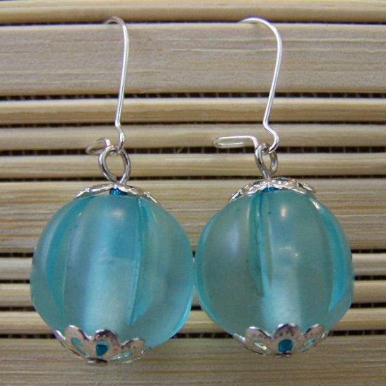 turquoise sheer round dangle earrings