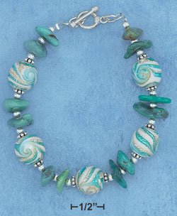 STERLING SILVER BRACELET- AQUA SWIRL **FREE SHIPPING ITEM**
