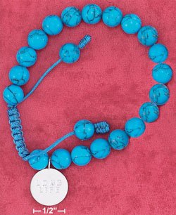STERLING SILVER "LONG LIFE" BRACELET- SYNTHETIC BEADS