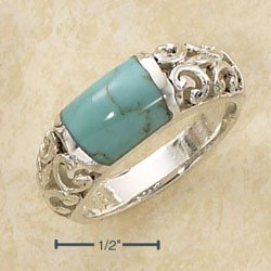 STERLING SILVER RING- TURQUOISE BAR