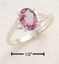 STERLING SILVER- OVAL AMETHYST RING **FREE SHIPPING ITEM**