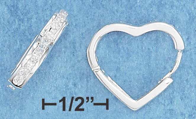 STERLING SILVER- HEART HUGGER EARRINGS W/CZ