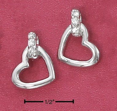STERLING SILVER- OPEN HEART POST EARRINGS W/CZ