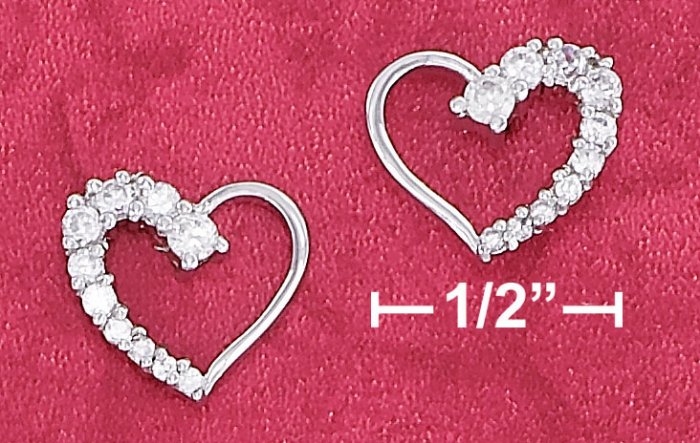 STERLING SILVER- OPEN HEART CZ EARRINGS **FREE SHIPPING ITEM**