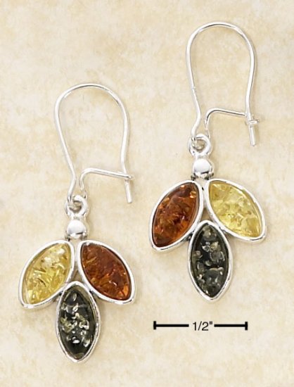 STERLING SILVER- MULTI COLOR AMBER DROP EARRINGS