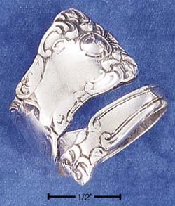 STERLING SILVER HIGH POLISH & SCROLLED SPOON RING