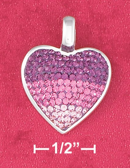 STERLING SILVER- PINK CZ HEART PENDANT **FREE SHIPPING ITEM**