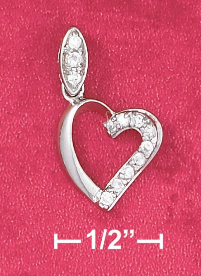 STERLING SILVER- OPEN HEART PENDANT WITH CZ ACCENT