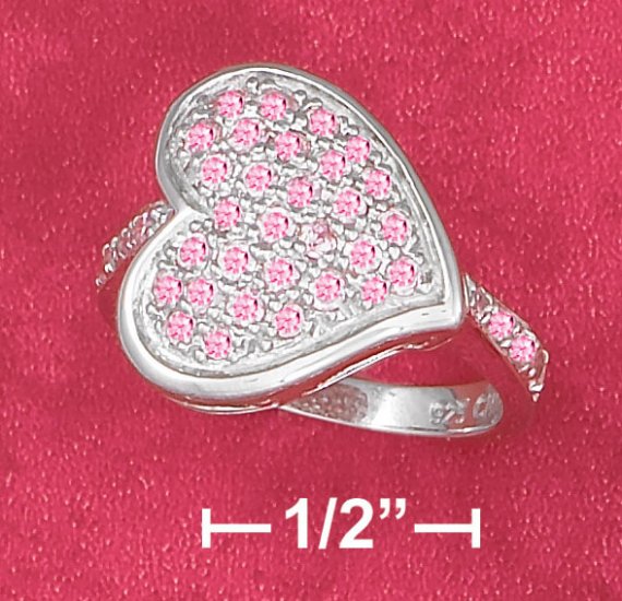 STERLING SILVER- PINK PAVE CZ HEART RING