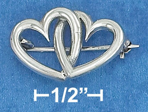 STERLING SILVER- DOUBLE OPEN HEARTS PIN