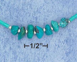 STERLING SILVER- TURQUOISE NUGGET 16 INCH CHOKER **FREE SHIPPING**