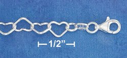 STERLING SILVER ITALIAN 18" SMALL OPEN WIRE HEART LINK NECKLACE **FREE SHIPPING ITEM**