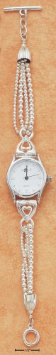 STERLING SILVER TRIPLE BEAD CHAIN WATCH W/ TOGGLE **FREE SHIPPING**