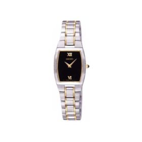 SEIKO LADIES BLACK DIAL WATCH W/ TWO TONE BRACELET **FREE SHIPPING**