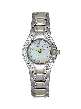 PULSAR- LADIES COLLECTION TWO TONE WATCH W/ SWAROVSKI CRYSTALS **FREE SHIPPING**