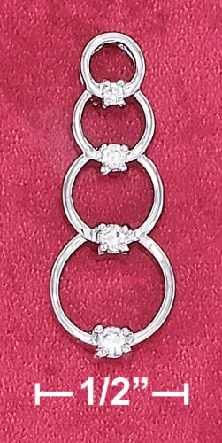 STERLING SILVER- CIRCLES PENDANT WITH CZ **FREE SHIPPING**