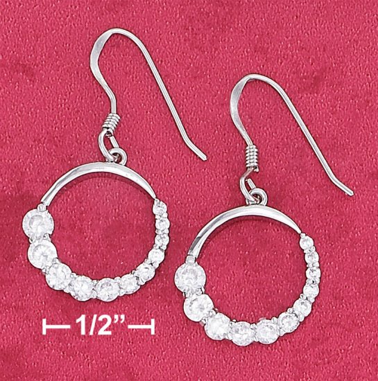STERLING SILVER- OPEN CIRCLE CZ DANGLE EARRINGS