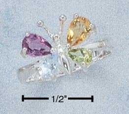 STERLING SILVER MULTIPLE STONE BUTTERFLY RING **FREE SHIPPING**