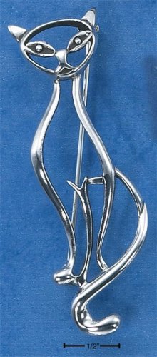 STERLING SILVER SIAMESE CAT OUTLINE PIN **FREE SHIPPING**