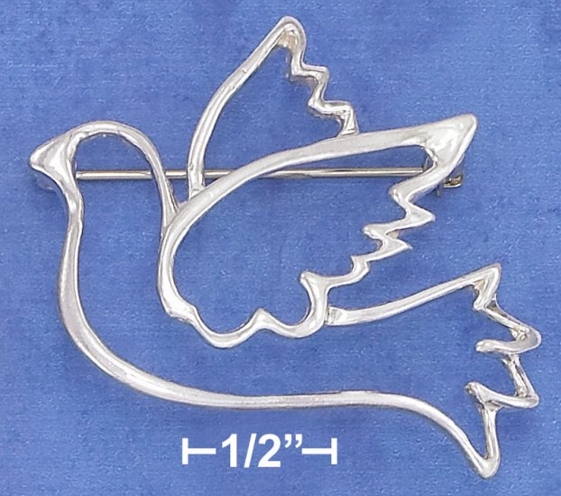 STERLING SILVER OPEN DESIGN PEACE DOVE PIN **FREE SHIPPING**