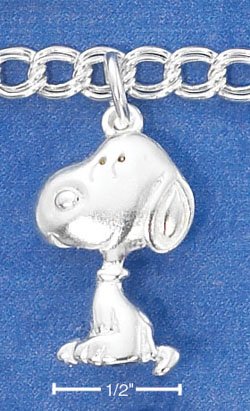 STERLING SILVER 7" "PEANUTS" SNOOPY CHARM BRACELET **FREE SHIPPING**