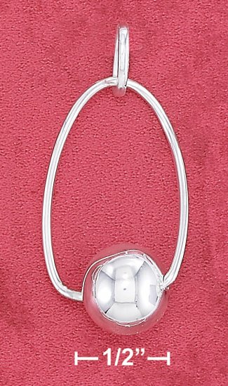STERLING SILVER TWISTED WIRE OVAL PENDANT WITH AT BOTTOM