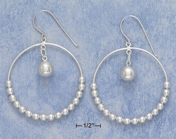 STERLING SILVER TUBE EARRINGS W/ 16 BEADS ON FRENCH WIRE **FREE SHIPPING**