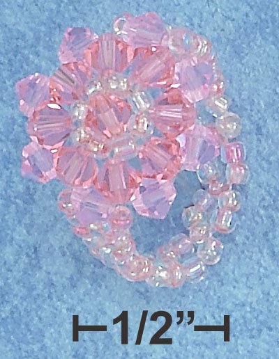 STERLING SILVER PINK SWAROVSKI CRYSTAL RING