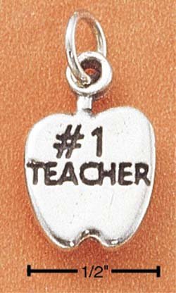 STERLING SILVER "#1 TEACHER" APPLE CHARM