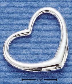 STERLING SILVER 26MM WIDE LARGE FLOATING HEART CHARM **FREE SHIPPING**