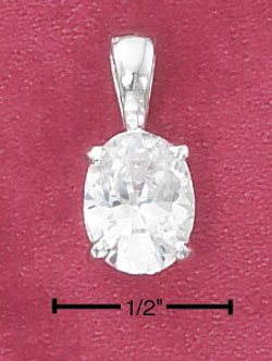 STERLING SILVER 7MM X 9MM CLEAR OVAL CZ PENDANT **FREE SHIPPING**