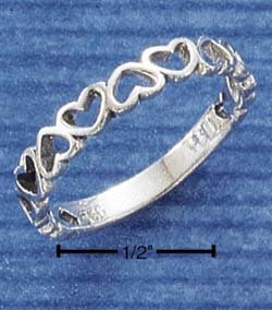 STERLING SILVER ALTERNATING OPEN HEARTS BAND RING
