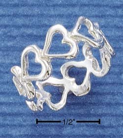 STERLING SILVER OPEN MUTLTIPLE HEART BAND **FREE SHIPPING**