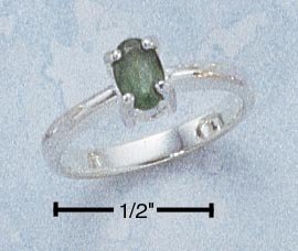 STERLING SILVER 6X4 OVAL EMERALD RING **FREE SHIPPING**