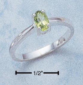 STERLING SILVER 6X4 OVAL PERIDOT RING **FREE SHIPPING**