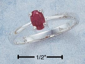 STERLING SILVER 6X4 OVAL RUBY RING **FREE SHIPPING**