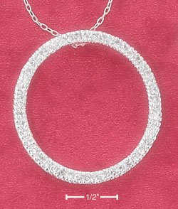 STERLING SILVER 16" CONTINUOUS CZ OPEN CIRCLE NECKLACE