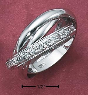 STERLING SILVER 3 BAND SLIDE RING W/ CZS **FREE SHIPPING**